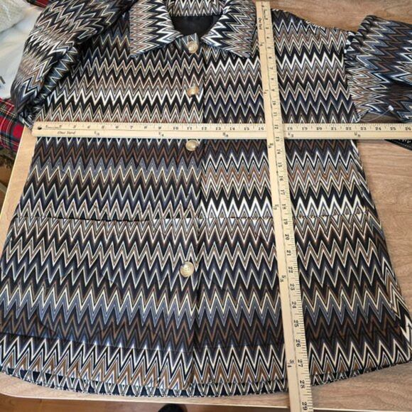 Flora Ashley Womens Chevron Quilted Coat Button Long Sleeves Multicolor Medium - Picture 12 of 15